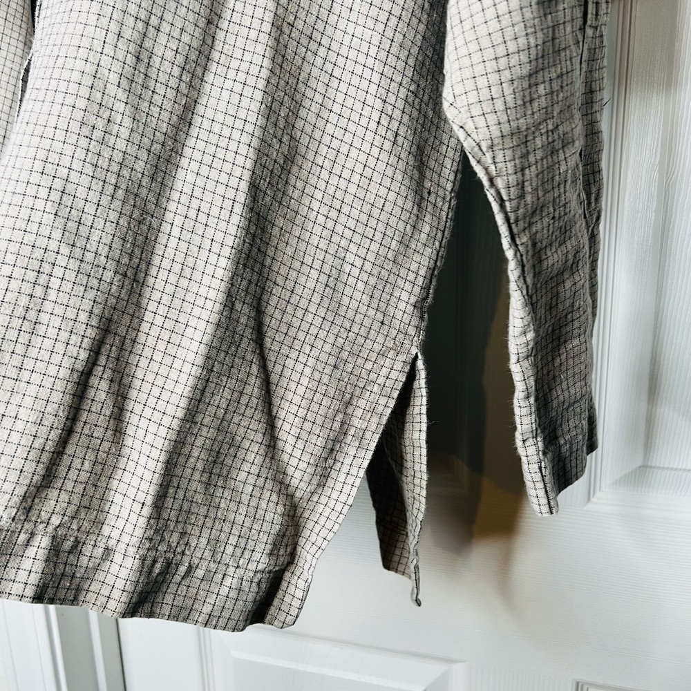 VTG Crunch Sz 1 (Large) Top Women’s Blouse 100% Linen Gray - Picture 5 of 9